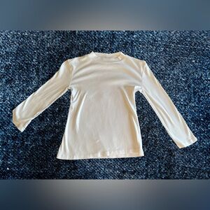 Zara Woman Mock Neck Long Sleeve Top - White  (Slim Fit)